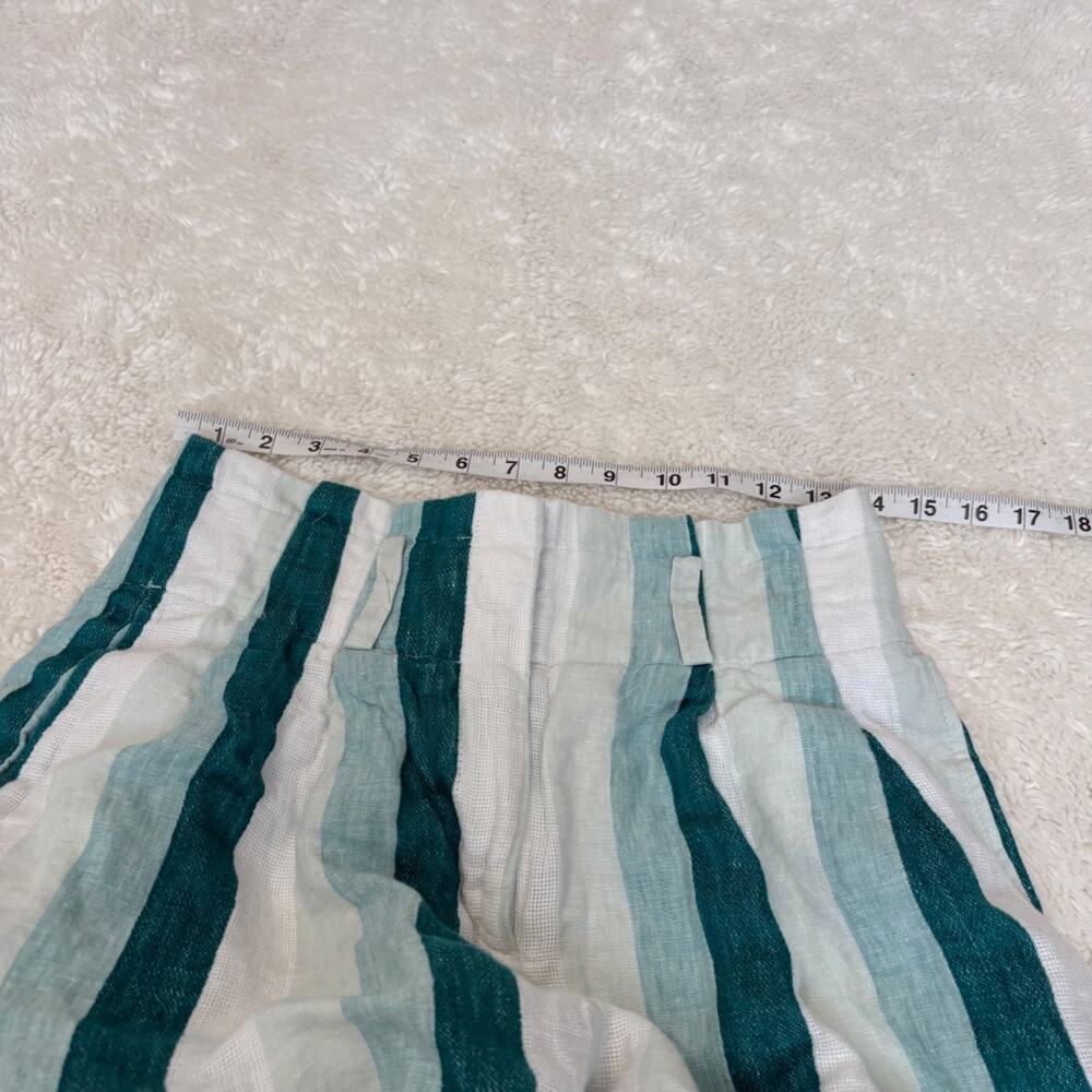 J.Crew Women Green White Striped Linen Wide Leg Pants 2 Resort Summer Boho Indie - Picture 4 of 7